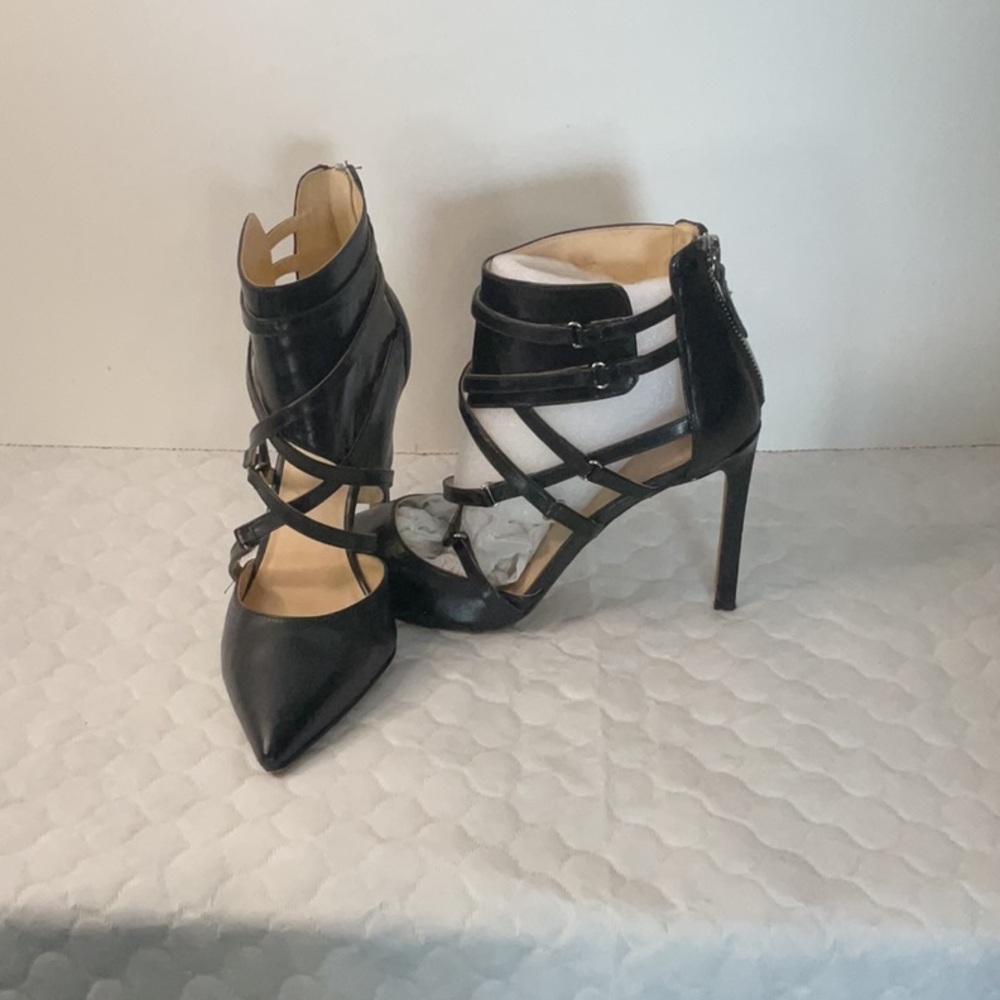 Nine West Elegant Black Strappy Heels 4”